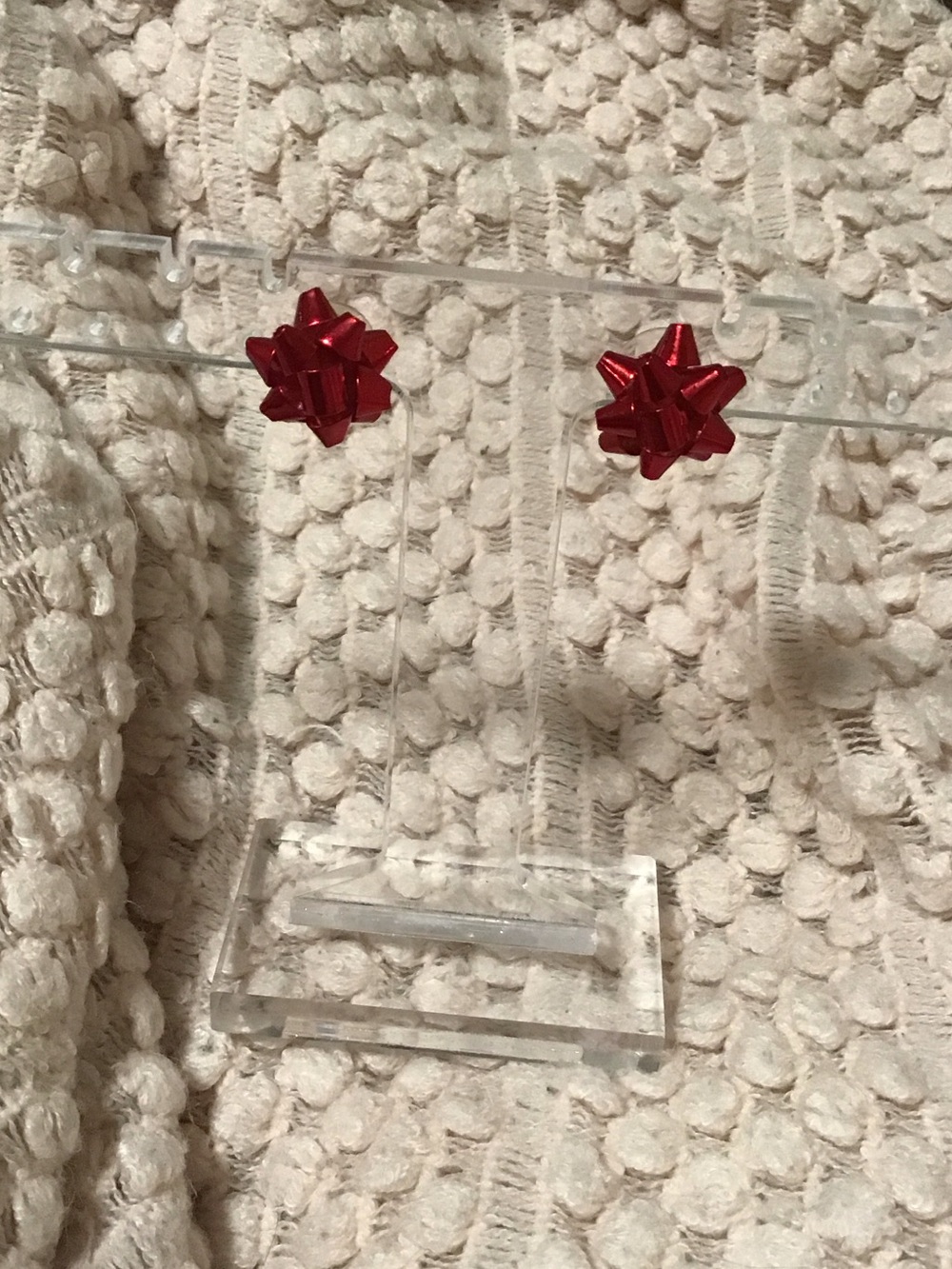 Red Decorative Gift Bow earrings